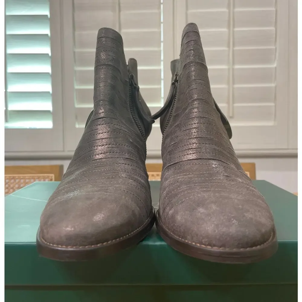 Paul Green Malibu Sliced Double Zip Bootie Nubuck Antique Metallic Size 10.5 NIB